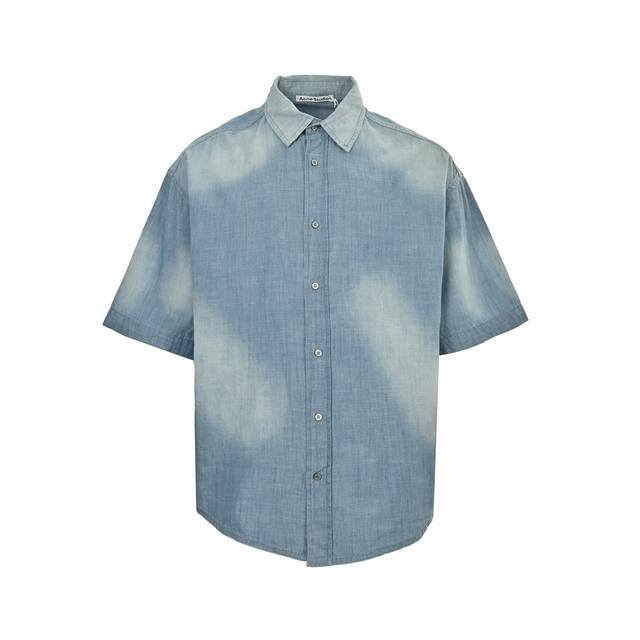 Acne Studios 25Ss 1996 slogan linen denim short-sleeved shirt Customized linen d