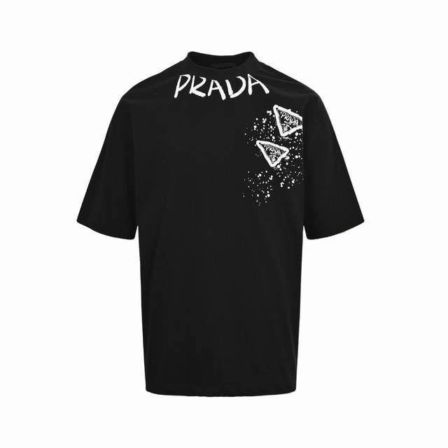 Prada 25Ss hand-painted graffiti letters short sleeves Made of top-grade 280g cu