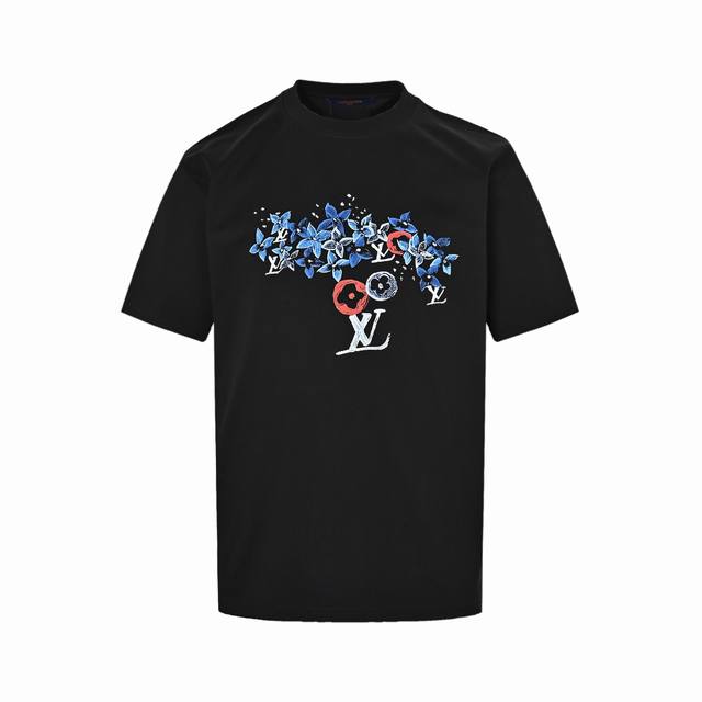 Louis Vuitton 25Ss hand-painted old flower print short sleeves Custom made 300G