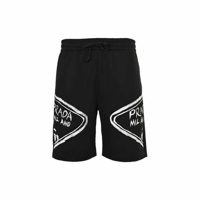 Prada 25Ss letter print logo shorts The print is made of imported pearl paste fr