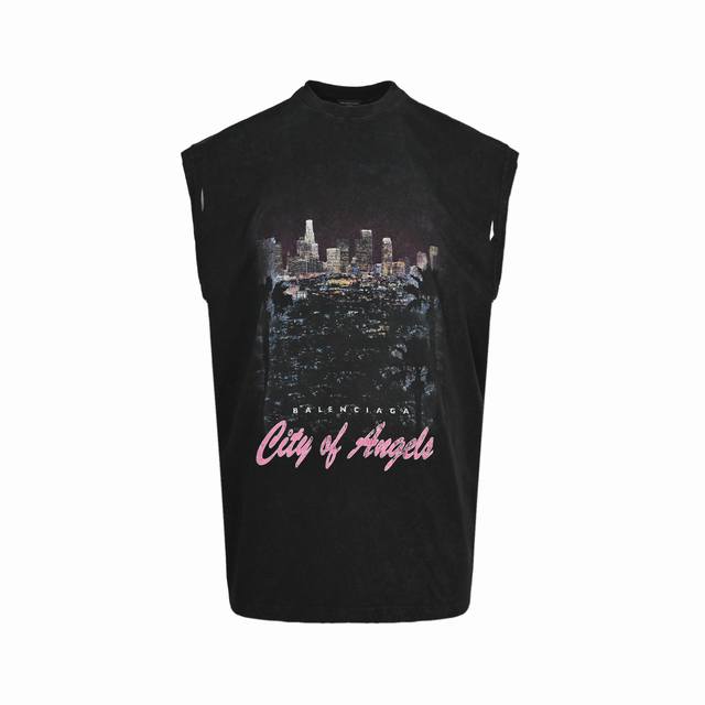 Balenciaga Los Angeles Night View Vest Washed and distressed, 260G; with 32S dou