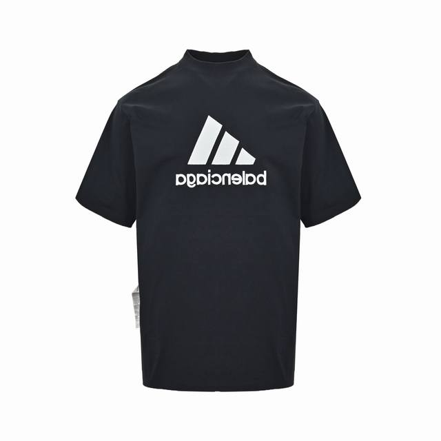 Balenciaga & Adidas co-branded mirrored logo embroidery double-sided short-sleev