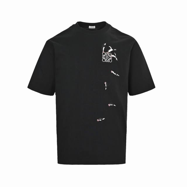 Loewe 25Ss penguin embroidered short sleeves The front panel has classic logo em