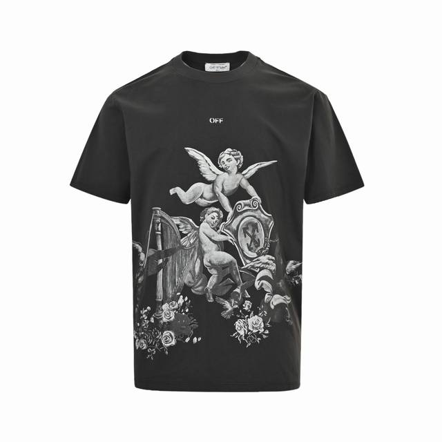 Off White Co Virgil 25Ss Angel Harp Printed Short Sleeves All fabrics and thread