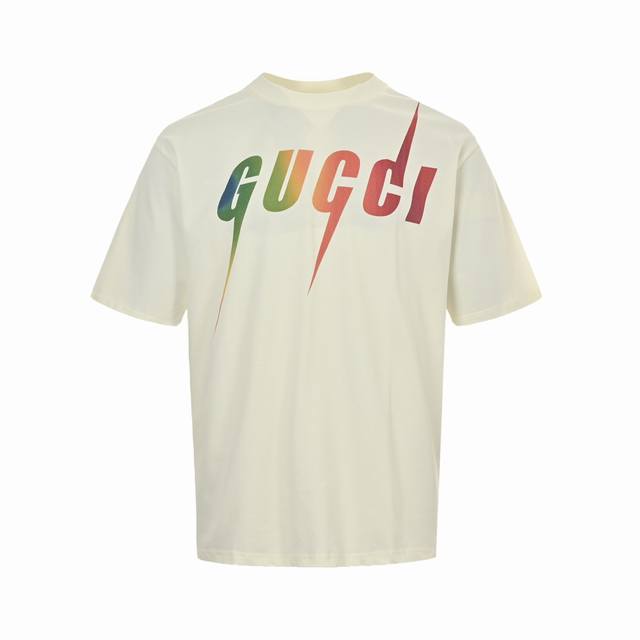 Gucci 23Ss gradient lightning letter print short sleeves High quality Guc new ra