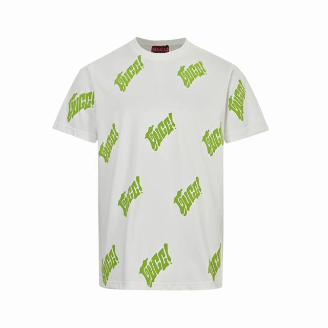 Gucci 25Ss Green Foam Print Short Sleeves Gucci's new T-shirt is made of heavy w