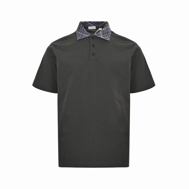 Burberry 25Ss Plaid Collar Polo Short Sleeves Original custom 270G pique fabric,