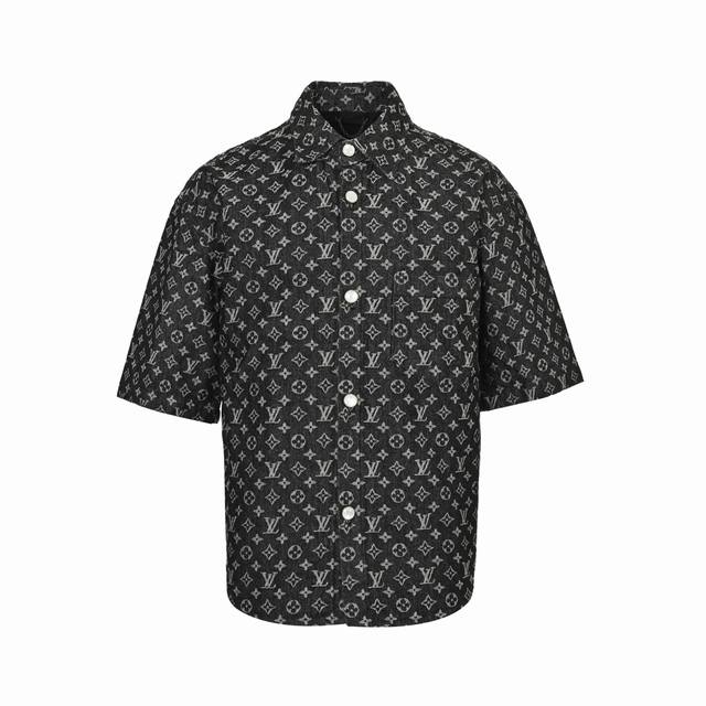 Louis Vuitton Louis Vuitton full-print pearl button denim short-sleeved shirt Hi