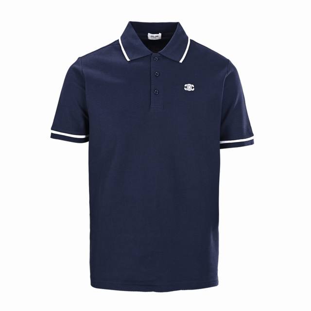 Celine Ce Classic Arc de Triomphe Embroidered Short Sleeve Polo Shirt Double-sid