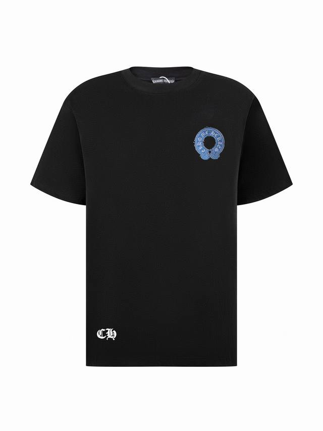 High version Chrome Hearts denim horseshoe patch embroidered short sleeves! The