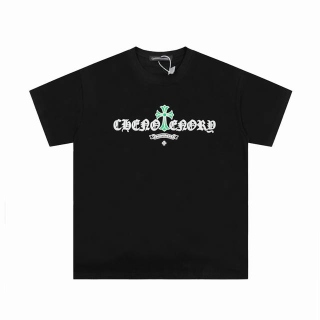 High version Chrome Hearts Sanskrit cross with large wings foam print short slee