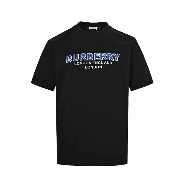 Burberry 25Ss blue letter printed short sleeves 300g high weight combed cotton f