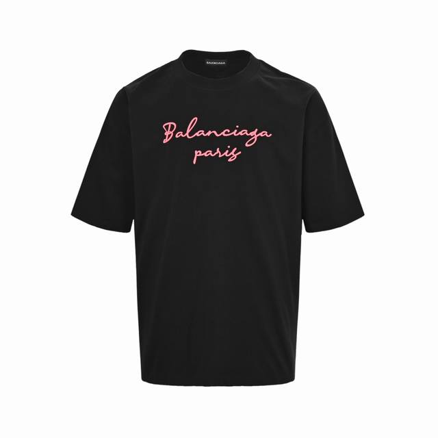 Balenciaga 25Ss pink letter pressed short sleeves The fabric is made of customiz