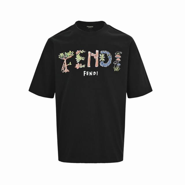Fendi 25Ss floral letter print short sleeves The fabric is made of customized 24