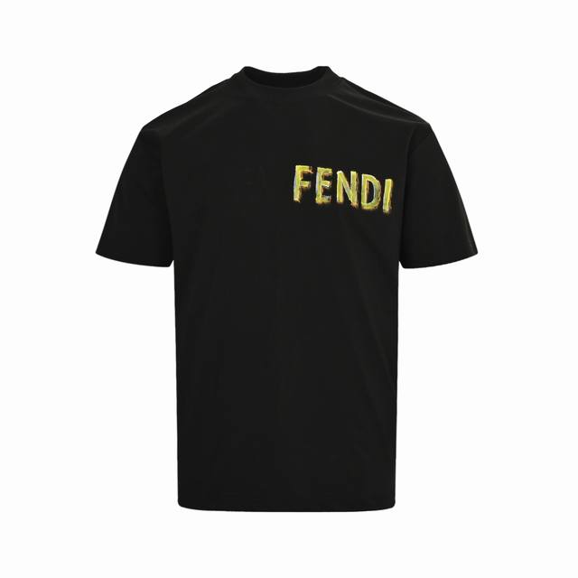 Fendi 25Ss hand-painted letter print short sleeves Hand-painted fabrics made of