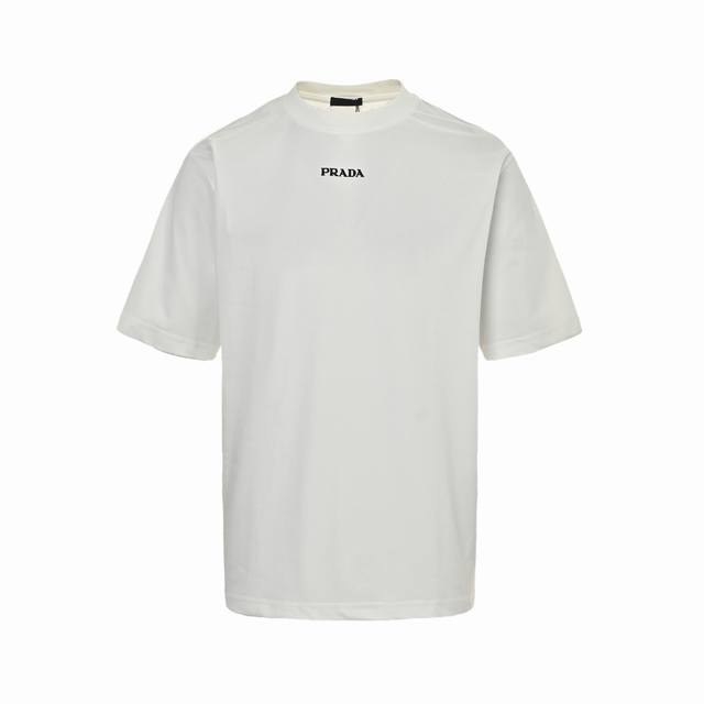Prada 25Ss short-sleeved shirt with triangle label on the back Simple and versat