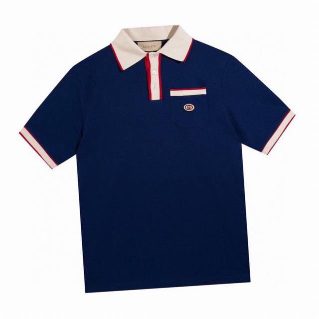 Gucci Summer new product, small double G embroidered lapel short-sleeved Polo sh