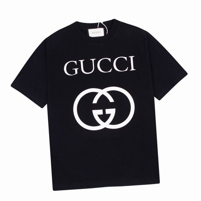 Gucci Summer new classic double G interlocking letter print round neck short-sle