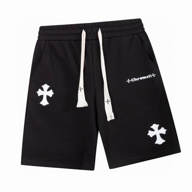 Chrome Hearts Summer new embroidered letter leather label cross shorts for men a