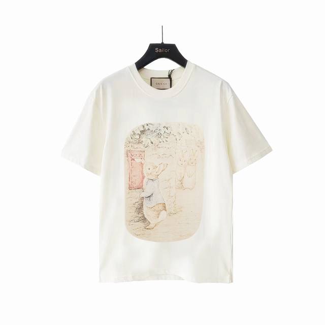 Actual details + details Gucci Peter Rabbit series printed short sleeves Officia