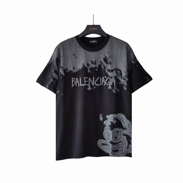 Actual details + size chart Balenciaga sunglasses painted duck short-sleeved T-s