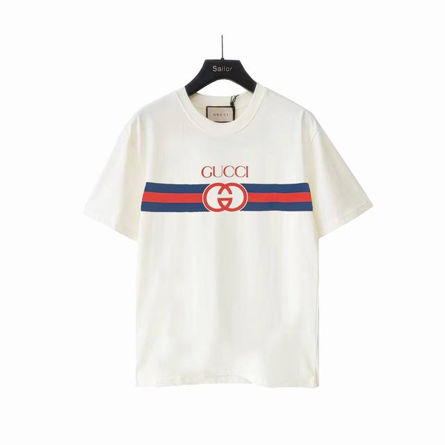 Actual details + size chart Gucci blue and red striped double Glogo print short