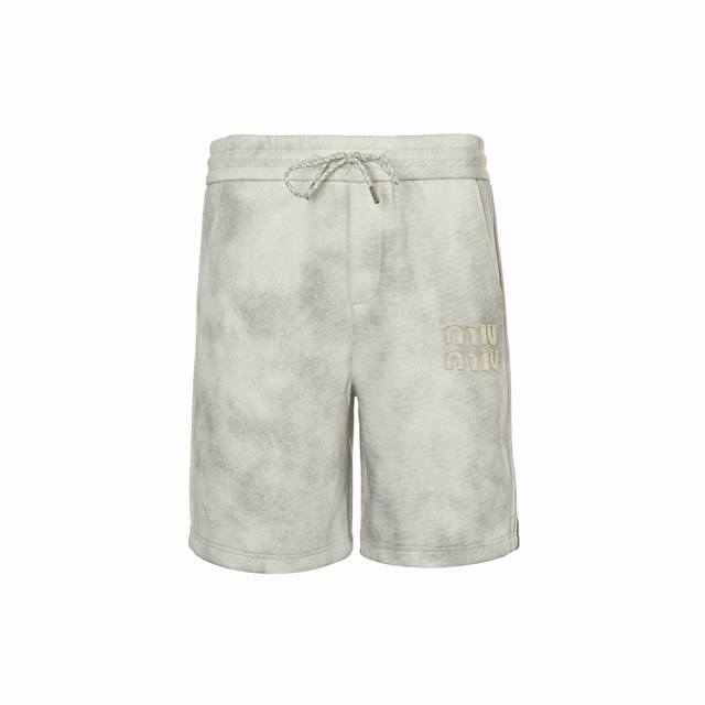 Miu Miu washed embroidered logo shorts The fabric is made of 360g brushed fabric