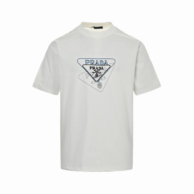 Prada 25Ss overlapping triangle logo embroidery short sleeves The classic Prada