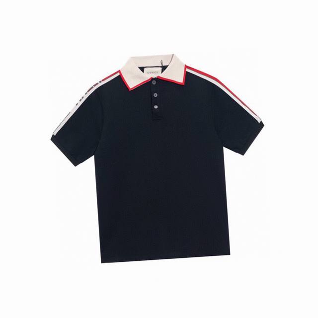 Gucci new summer style, red and green letter ribbon on the shoulder, Polo shirt,