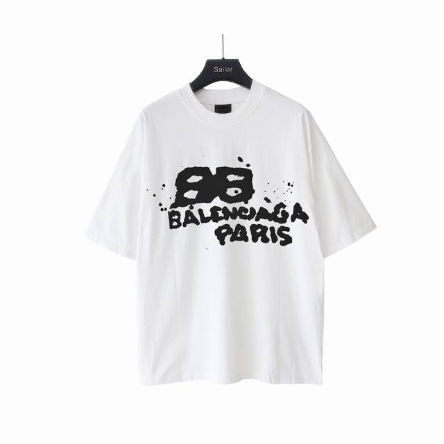 Actual details + size chart Balenciaga graffiti hand-painted short sleeves Impor