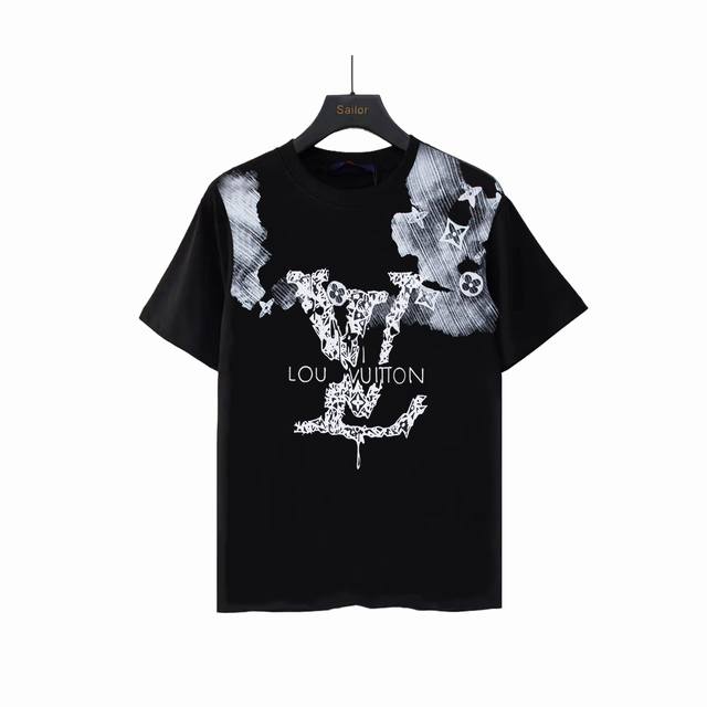 Actual details + size chart Louis Vuitton ink-splashed starched embroidered lett