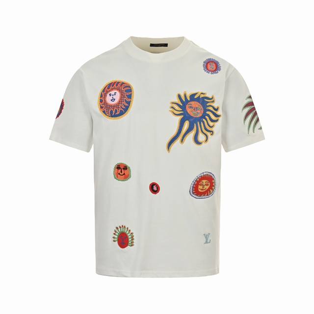 Louis Vuitton Yayoi Kusama co-branded sunfish embroidered short-sleeves - beige