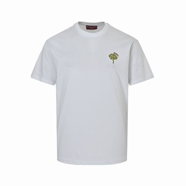 Gucci 25Ss chest rose embroidery short sleeves 2025 Gucci new standard version o