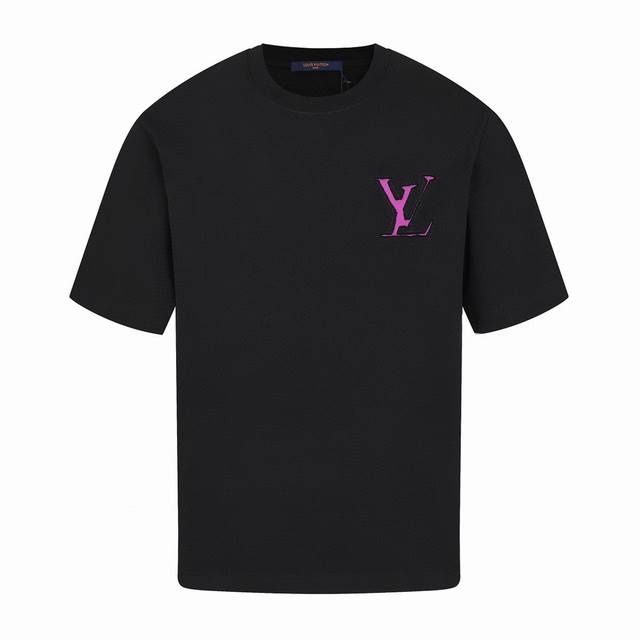 Louis Vuitton Summer new color matching letter embroidery round neck short-sleev