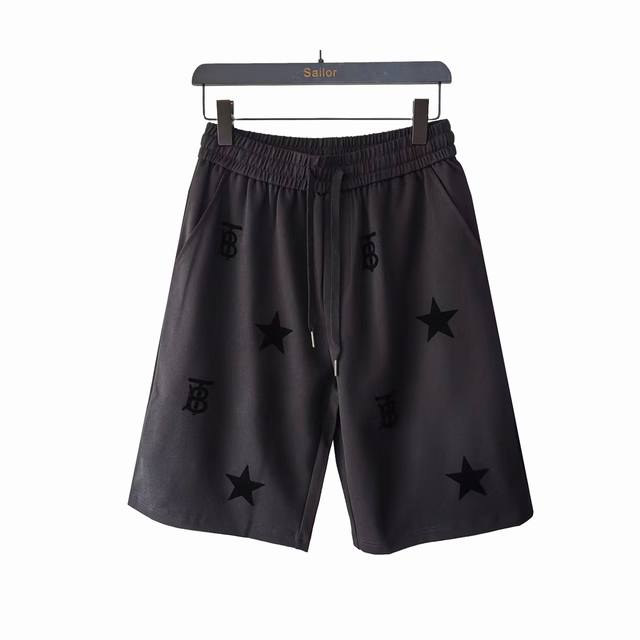 Actual details + details Burberry flocked Tb letter Logo casual shorts Highest v