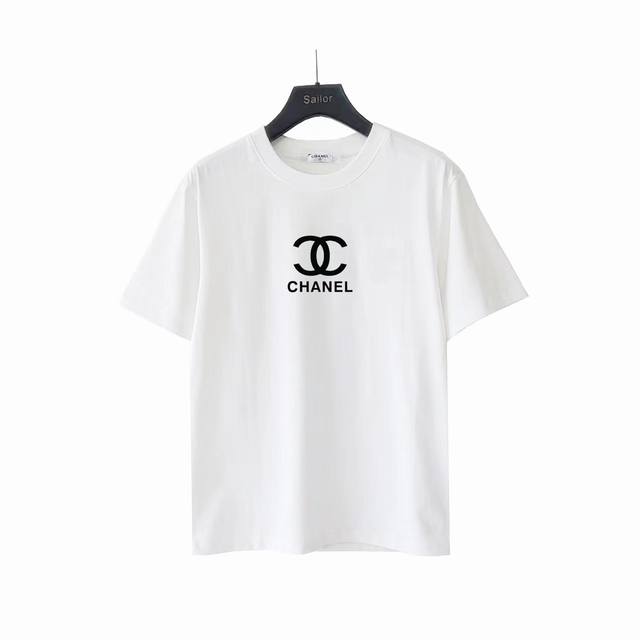 Actual details + details Chanel simple convex rubber Logo round neck short-sleev