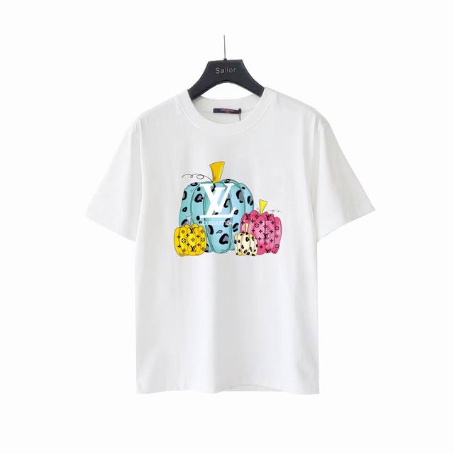 Actual details + size chart Louis Vuitton colorful pumpkin print short-sleeved T