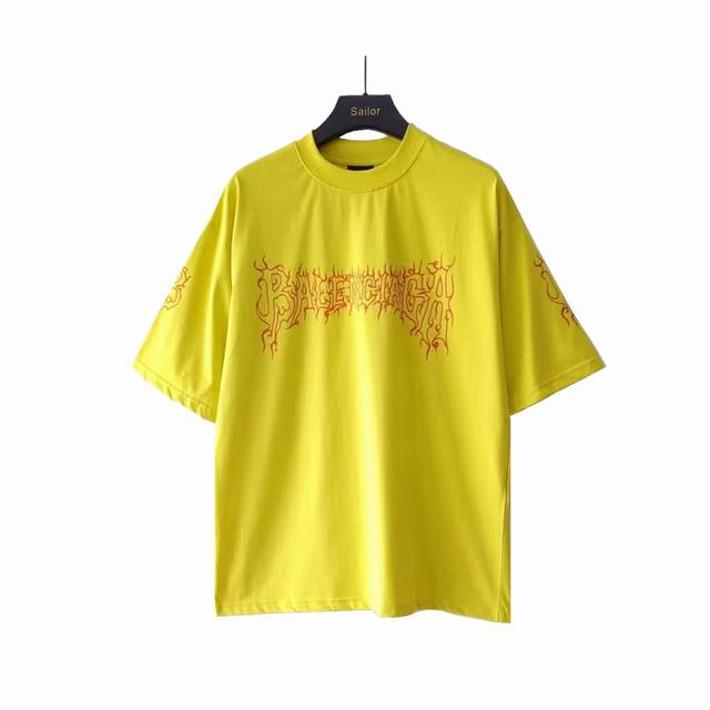 Real shot details + size chart Balenciaga new flame letter Logo short sleeve Imp