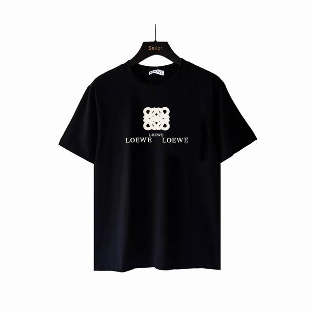Actual detail photos + size chart Loewe silicone hot pattern round neck short-sl
