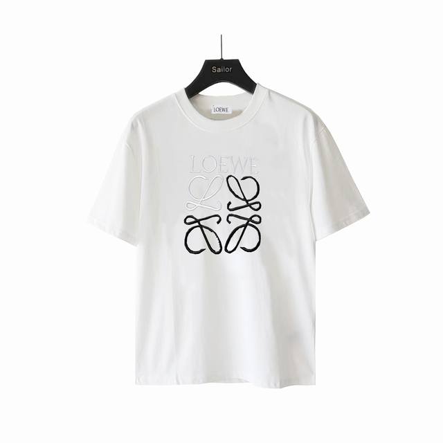 Actual details + size chart Loewe black and white logo embroidered short sleeves