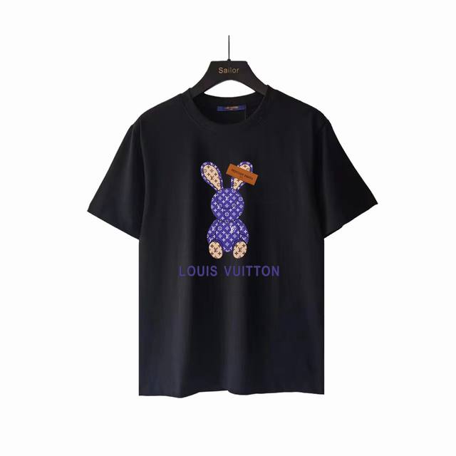 Actual details + size chart Louis Vuitton purple bunny logo printed short sleeve