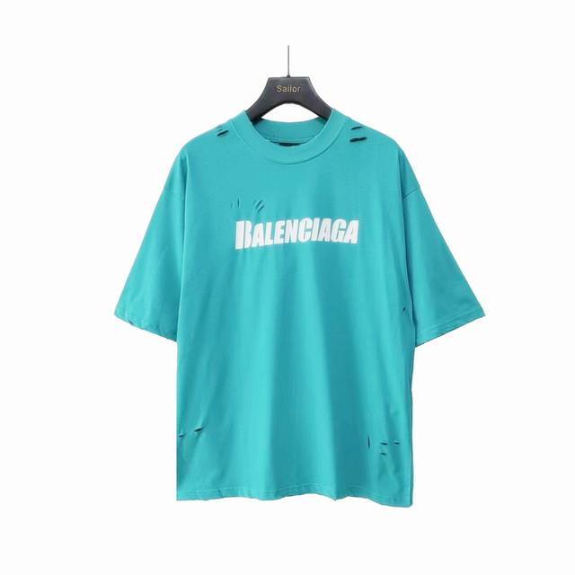 Actual details + size chart Balenciaga washed and damaged Logo torn short sleeve