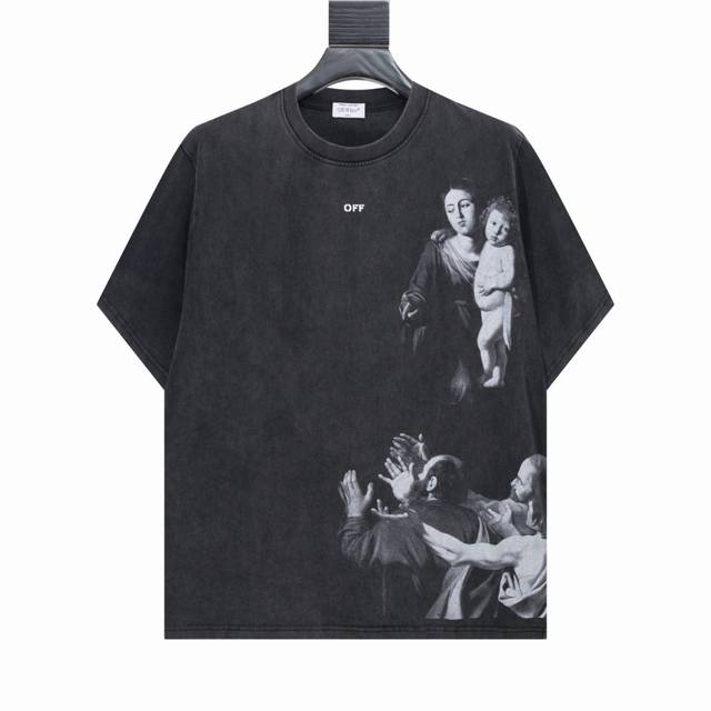 High version Off-White religious Madonna oil painting print washed distressed sh