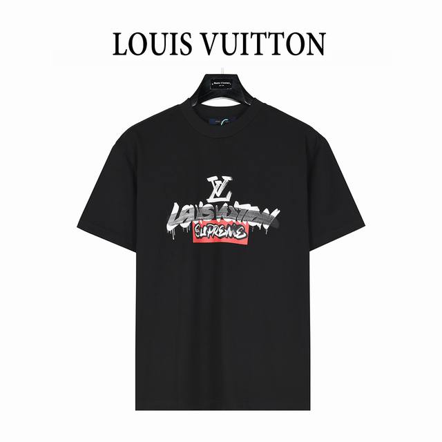 Louisvuitton X Supreme joint logo graffiti print short-sleeved T-shirt One-to-on