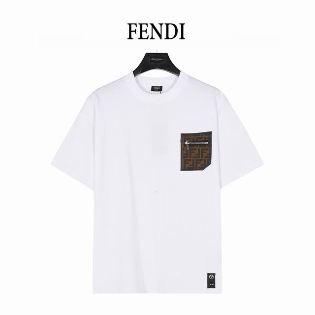 Fendi Fendi leather trim zip pocket short sleeve T-shirt Different from the mark
