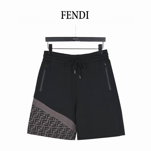 Fendi 25Ss laminated zipper pockets with double F woven shorts The custom fabric
