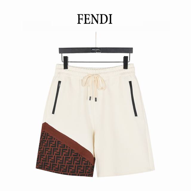 Fendi 25Ss laminated zipper pockets with double F woven shorts The custom fabric