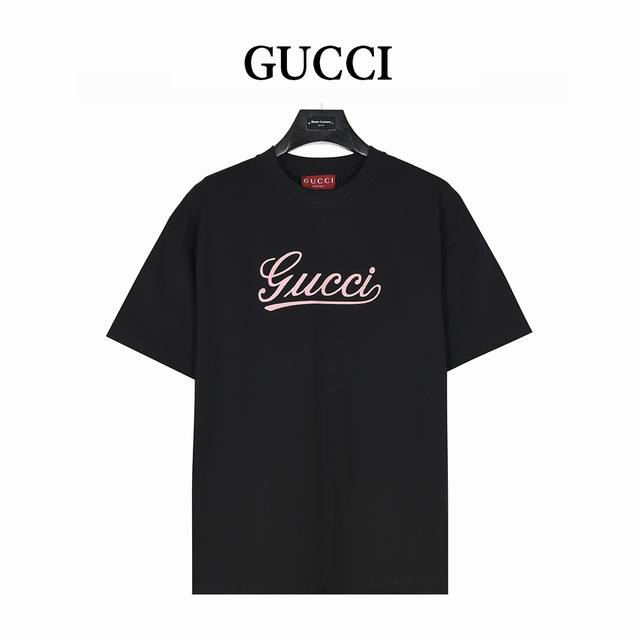 Gucci 25Ss short-sleeved T-shirt with cursive logo embroidery Original mold is p
