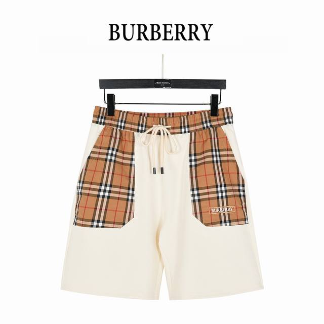 Burberry 25Ss checkered pocket stitching letter logo embroidered shorts 2025 new