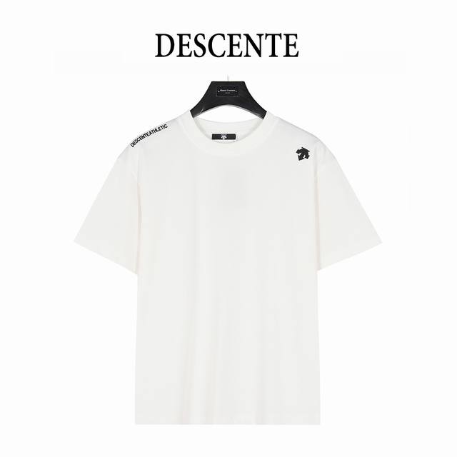 Descente 25Ss shoulder logo embroidered short-sleeved T-shirt The fabric is made